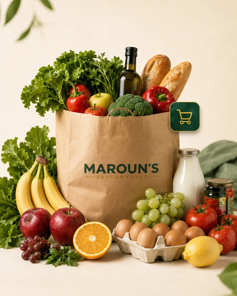 Premium Maroun's grocery pack with fresh food and daily essentials